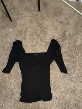 Truth Black Square-Neck Puff Sleeve Tunic